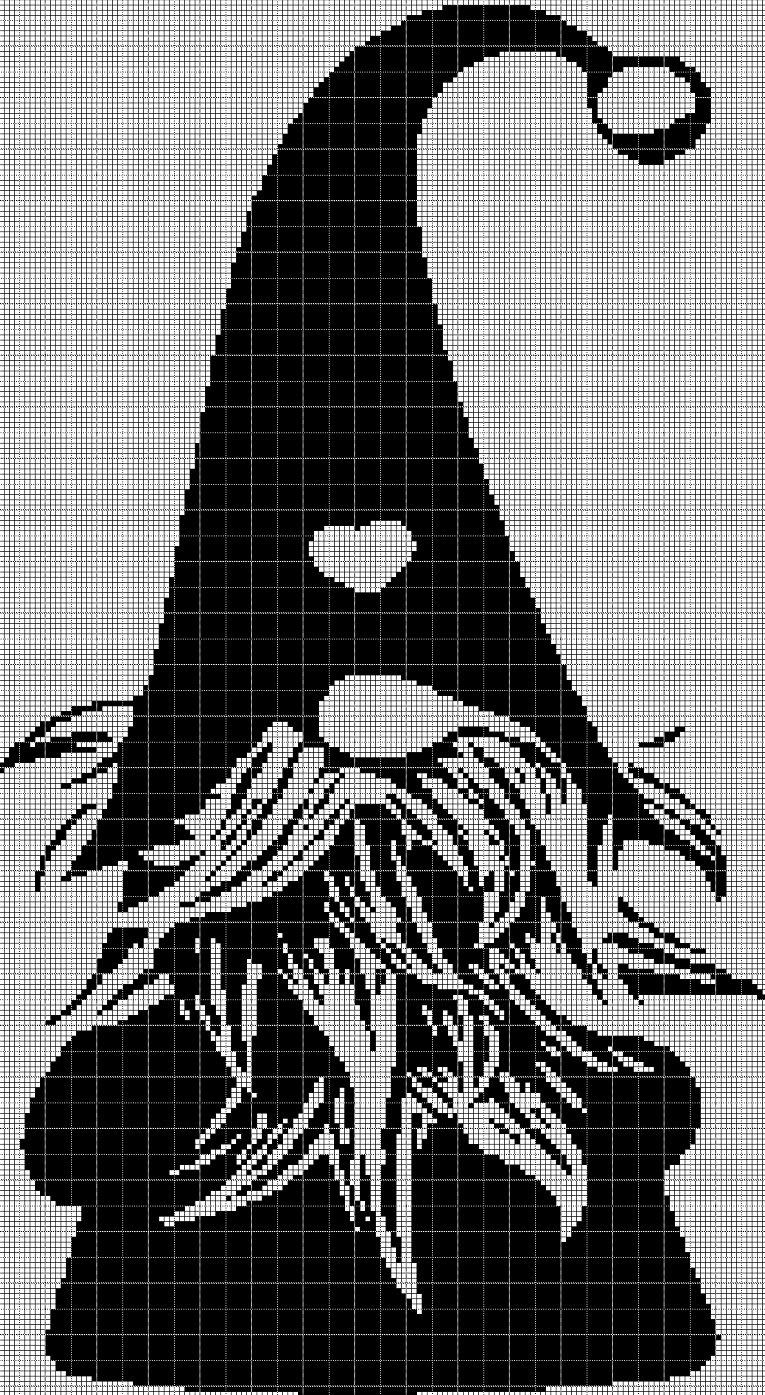 Christmas Gnome silhouette cross stitch pattern in pdf