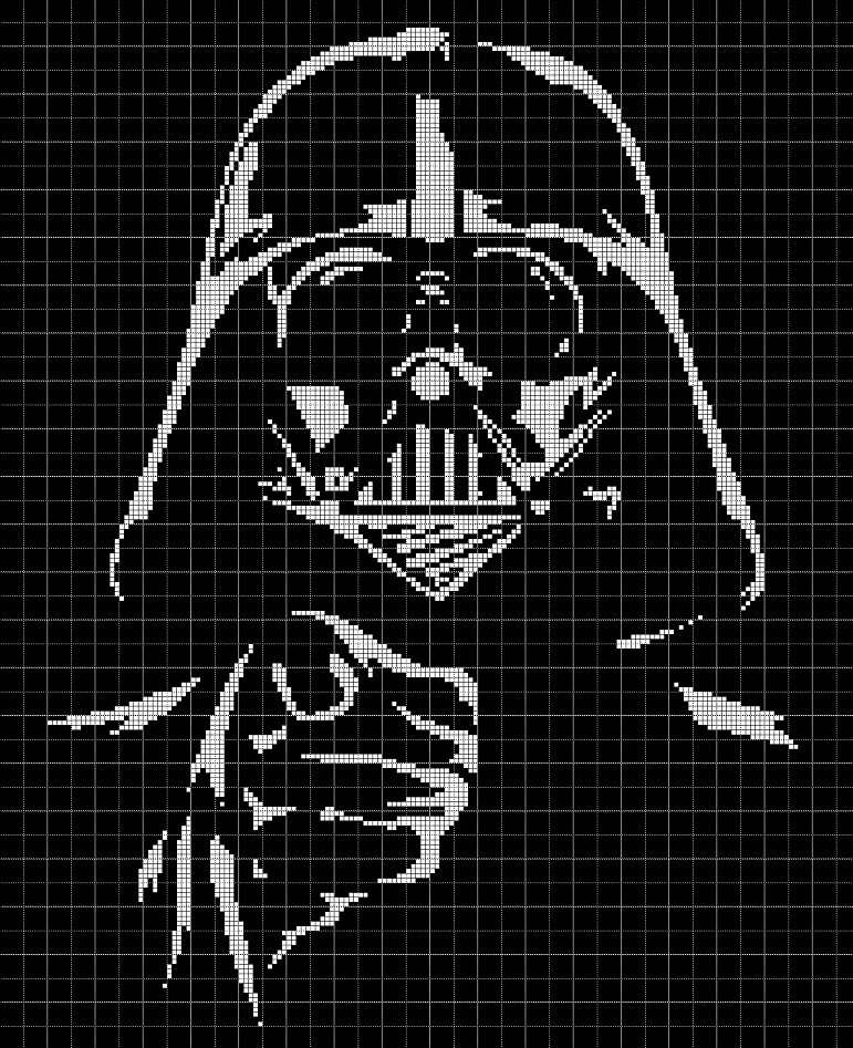 Dart Vader silhouette cross stitch pattern in pdf