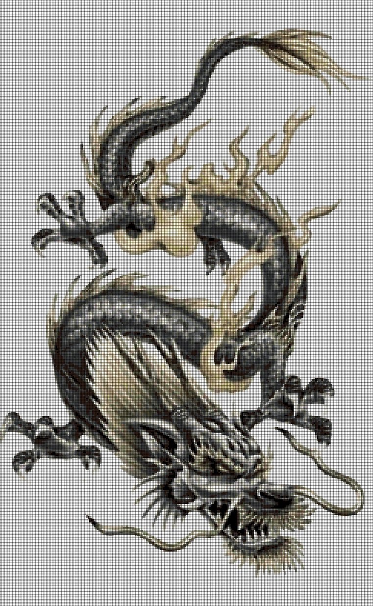Chinese dragon2 DMC cross stitch pattern in pdf DMC