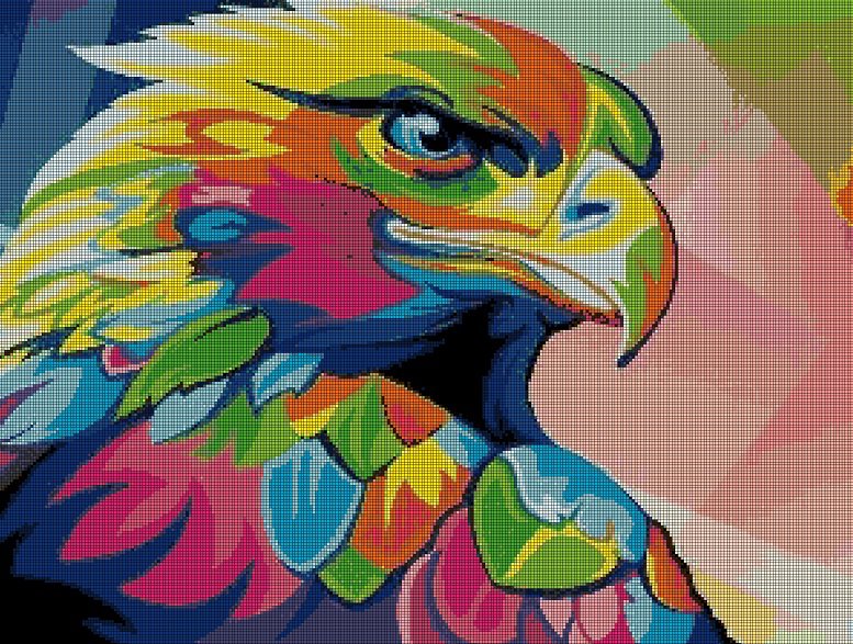 Colored eagle DMC cross stitch pattern in pdf DMC