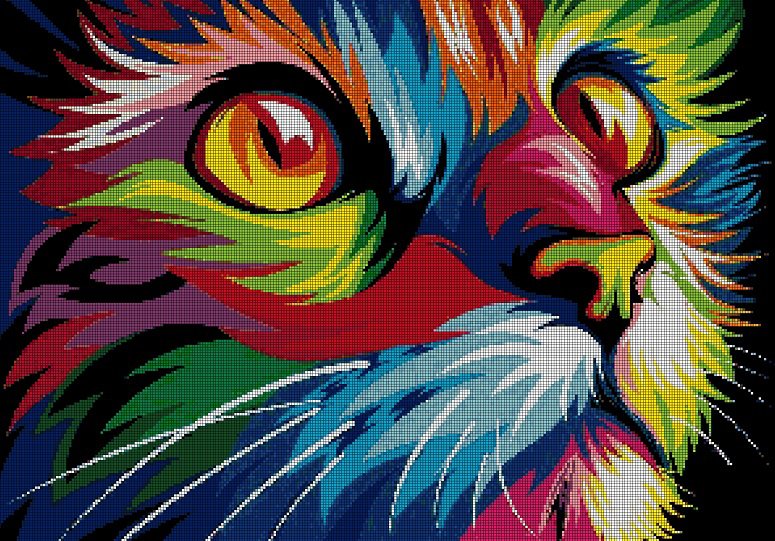 Colorful kitten DMC cross stitch pattern in pdf DMC