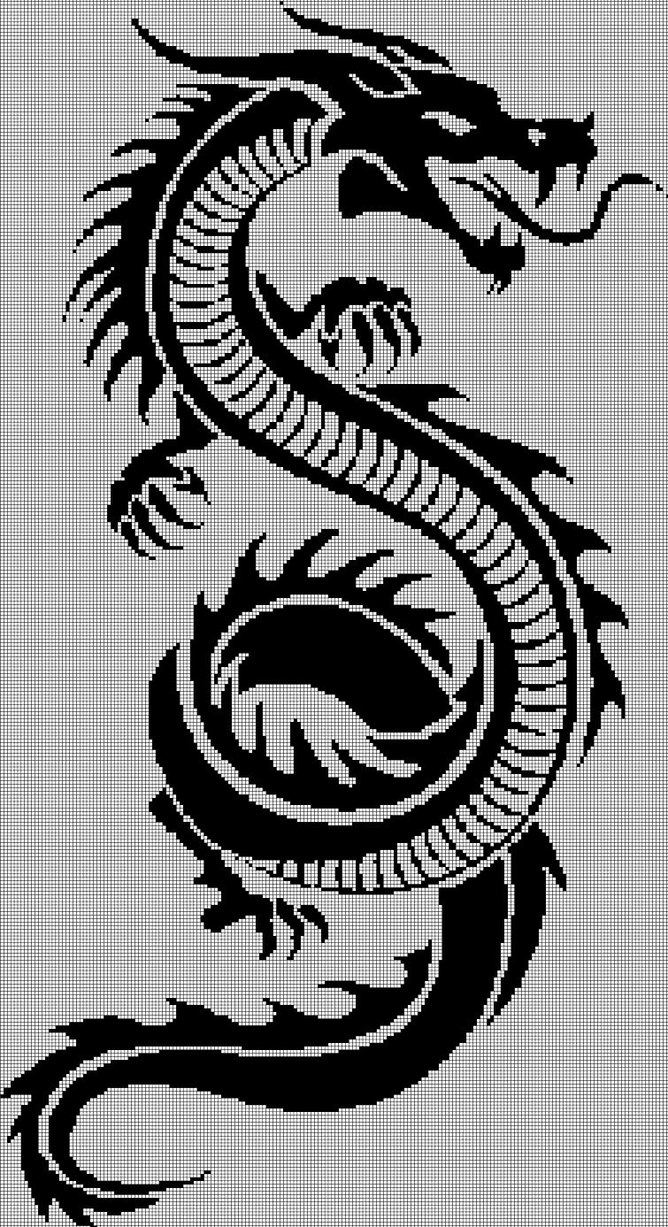 Chinese dragon3 silhouette cross stitch pattern in pdf