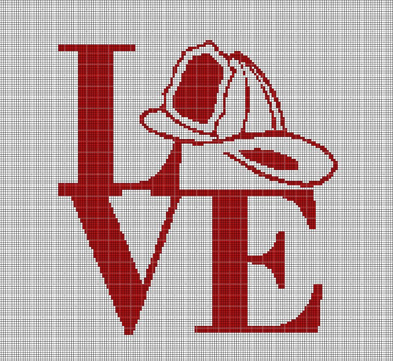 Firefighter love silhouette cross stitch pattern in pdf