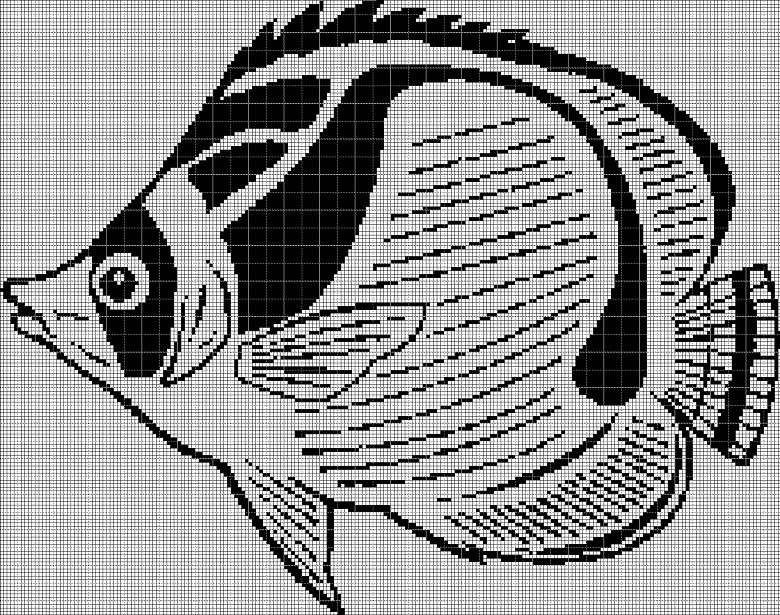 Fish silhouette cross stitch pattern in pdf