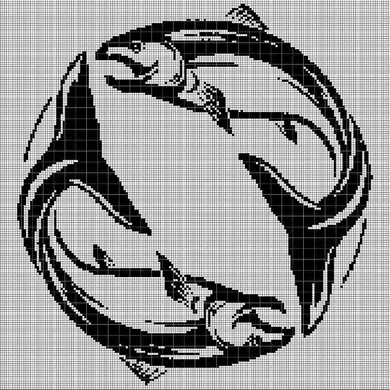 Fishes silhouette cross stitch pattern in pdf