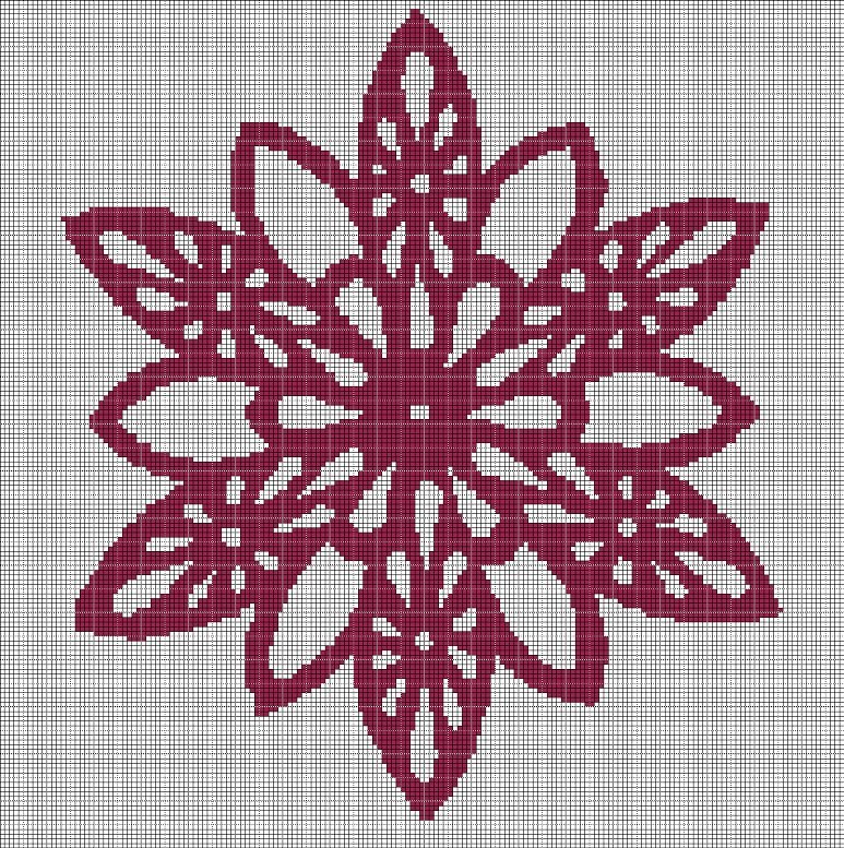 Flower symbol silhouette cross stitch pattern in pdf
