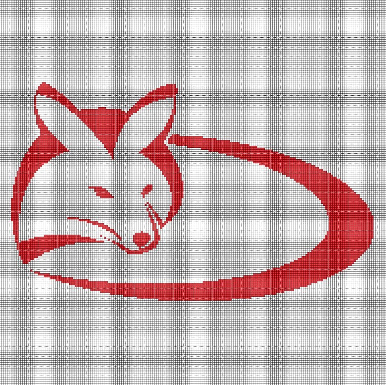 Fox silhouette cross stitch pattern in pdf
