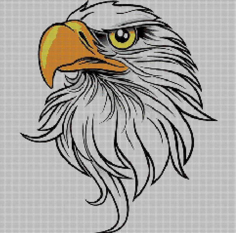 Eagle head DMC cross stitch pattern in pdf DMC