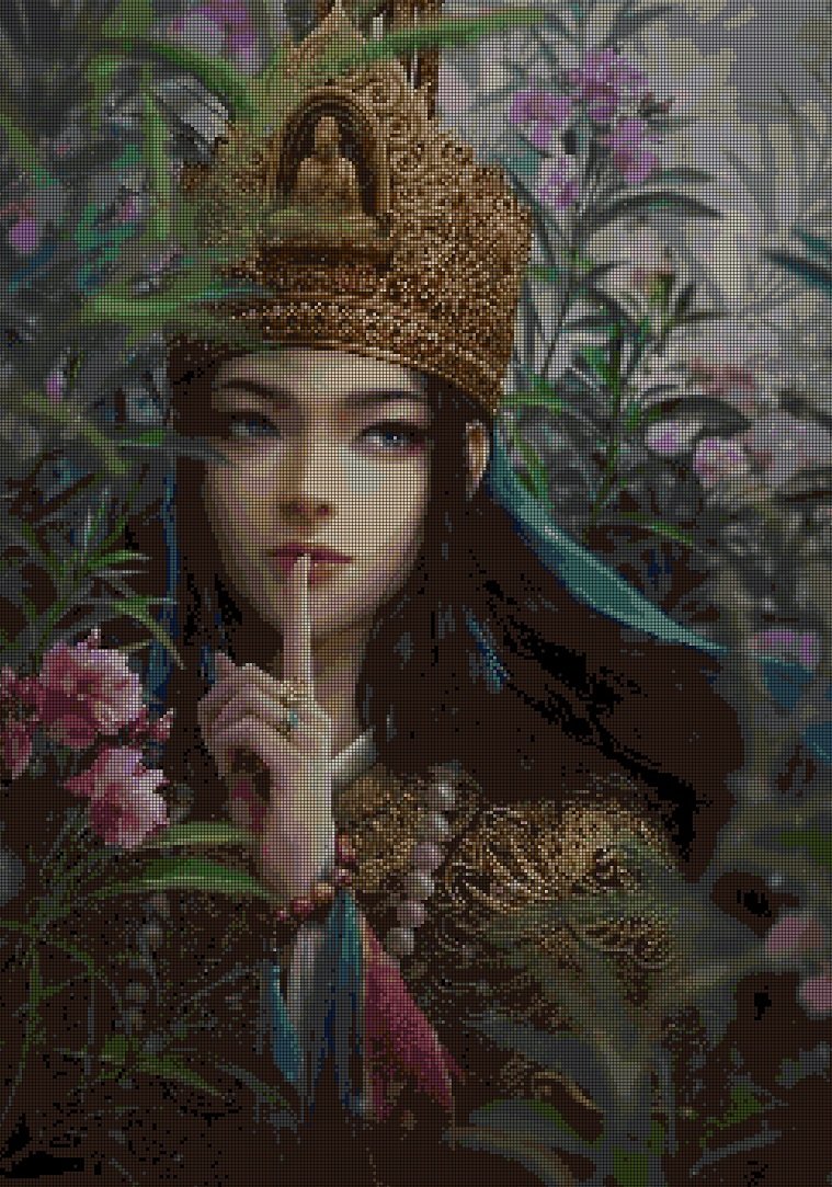 Far eastern beauty DMC cross stitch pattern in pdf DMC