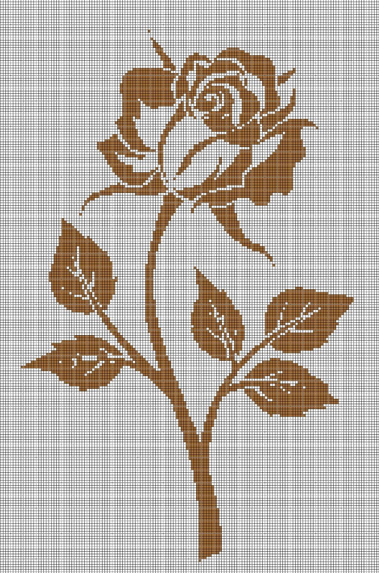 Golden rose silhouette cross stitch pattern in pdf