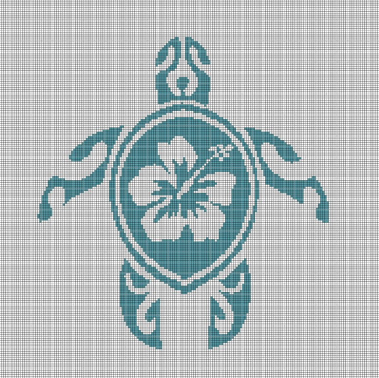 Hawaiian turtle silhouette cross stitch pattern in pdf