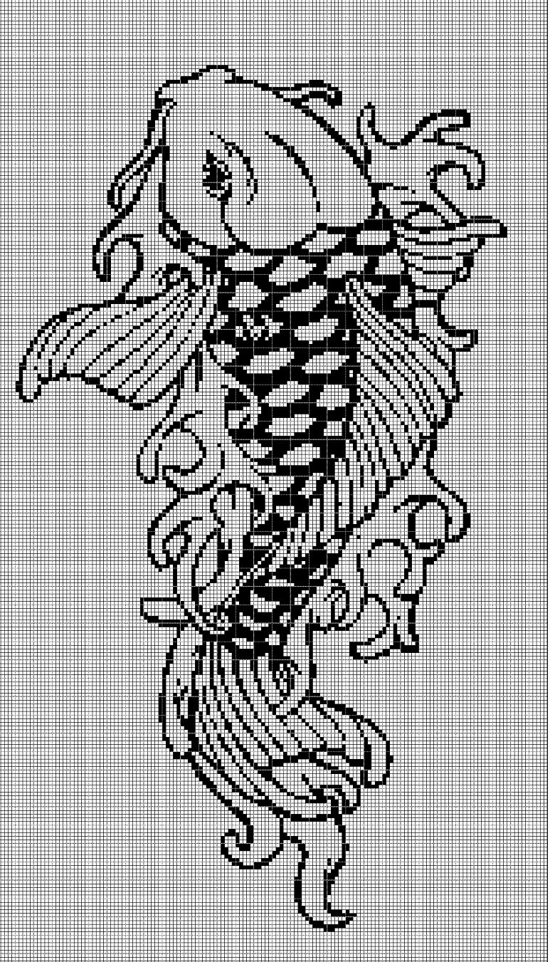 Japanese fish silhouette cross stitch pattern in pdf