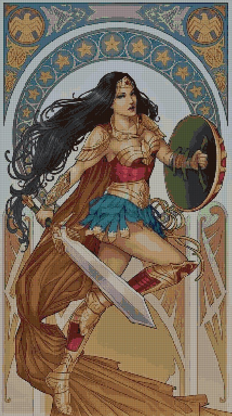 Wonder Woman DMC cross stitch pattern in pdf DMC