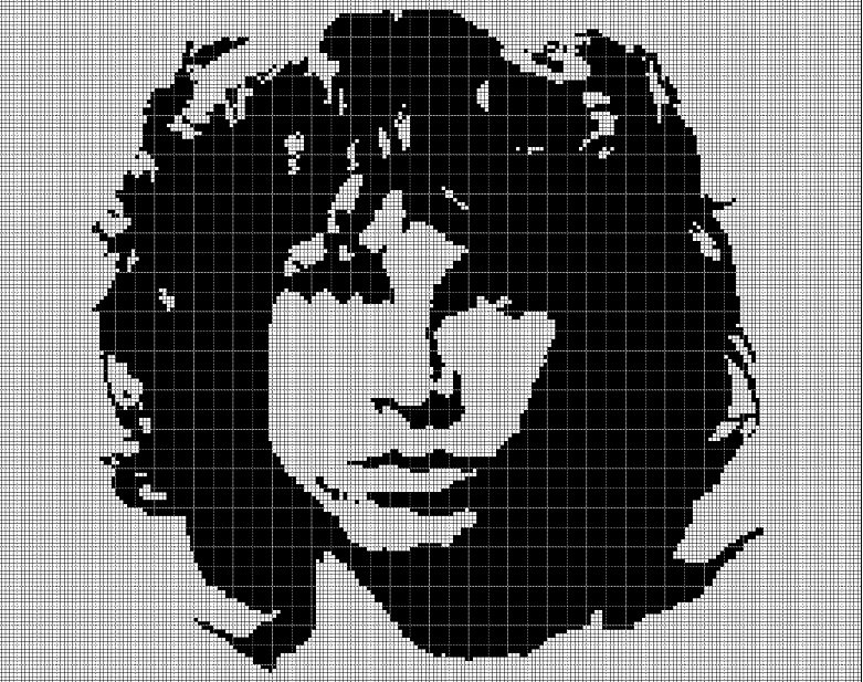 Jim Morrison silhouette cross stitch pattern in pdf