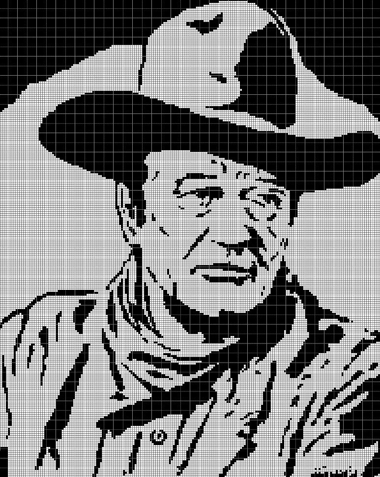 John Wayne silhouette cross stitch pattern in pdf