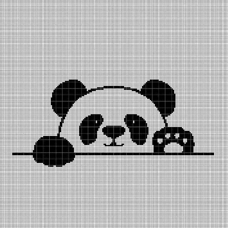 Little Panda silhouette cross stitch pattern in pdf