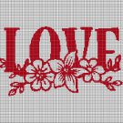 Love with flowers silhouette cross stitch pattern in pdf