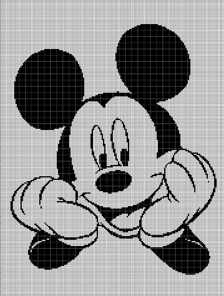 Mickey Mouse head silhouette cross stitch pattern in pdf