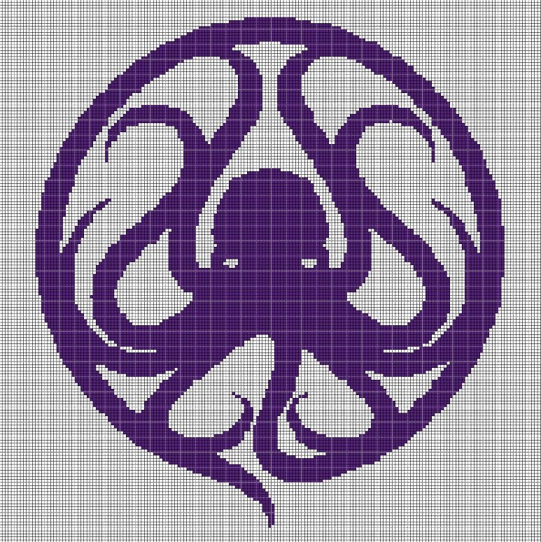 Octopus 2 silhouette cross stitch pattern in pdf