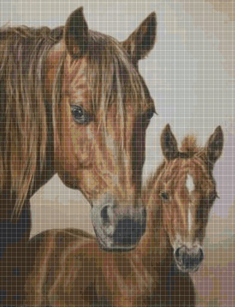 Horses 2 DMC cross stitch pattern in pdf DMC