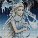 Ice dragon and the girl DMC cross stitch pattern in pdf DMC