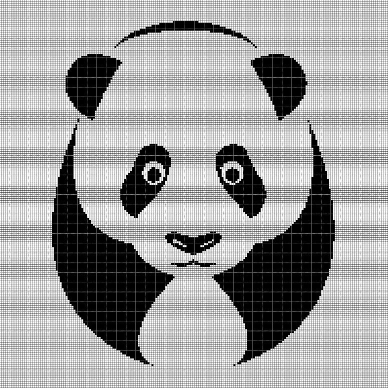 Panda 2 silhouette cross stitch pattern in pdf