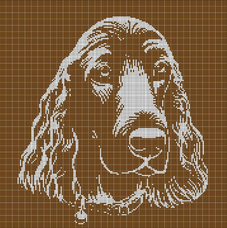 Spaniel Head silhouette cross stitch pattern in pdf