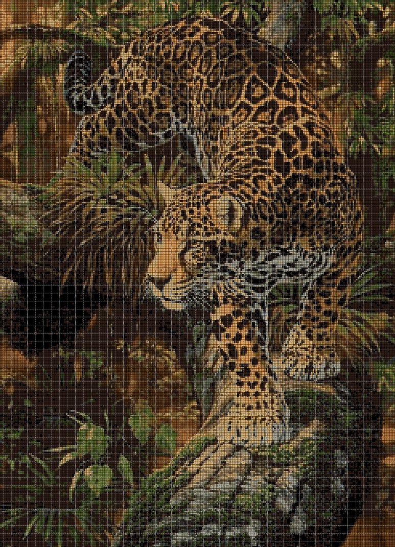 Leopard DMC cross stitch pattern in pdf DMC