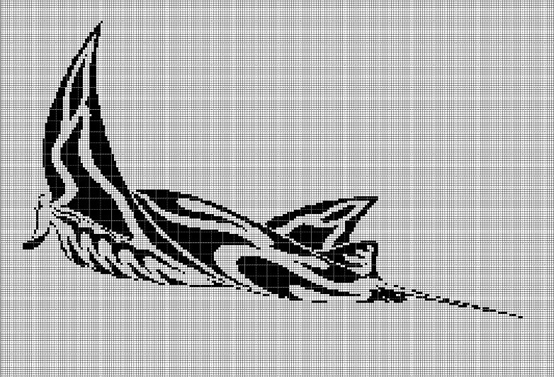 Tribal manta silhouette cross stitch pattern in pdf