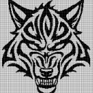 Tribal wolf head 2 silhouette cross stitch pattern in pdf