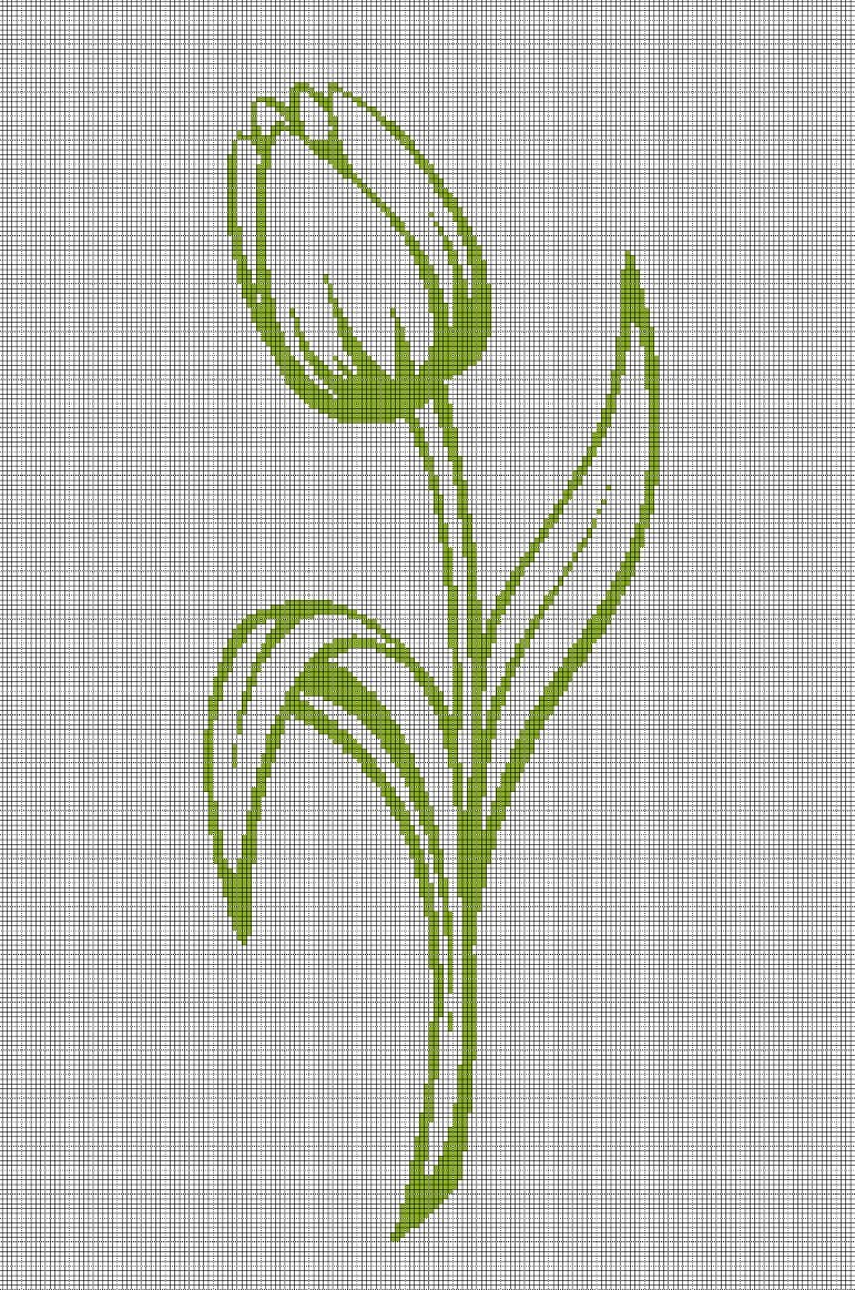Tulip flower silhouette cross stitch pattern in pdf