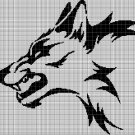 Wolf head silhouette cross stitch pattern in pdf