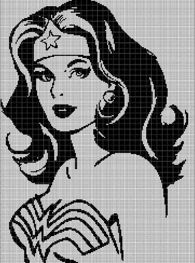 Wonder woman silhouette cross stitch pattern in pdf