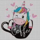 Coffee with unicorn DMC cross stitch pattern in pdf DMC