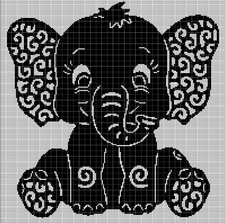 Art elephant 2 silhouette cross stitch pattern in pdf