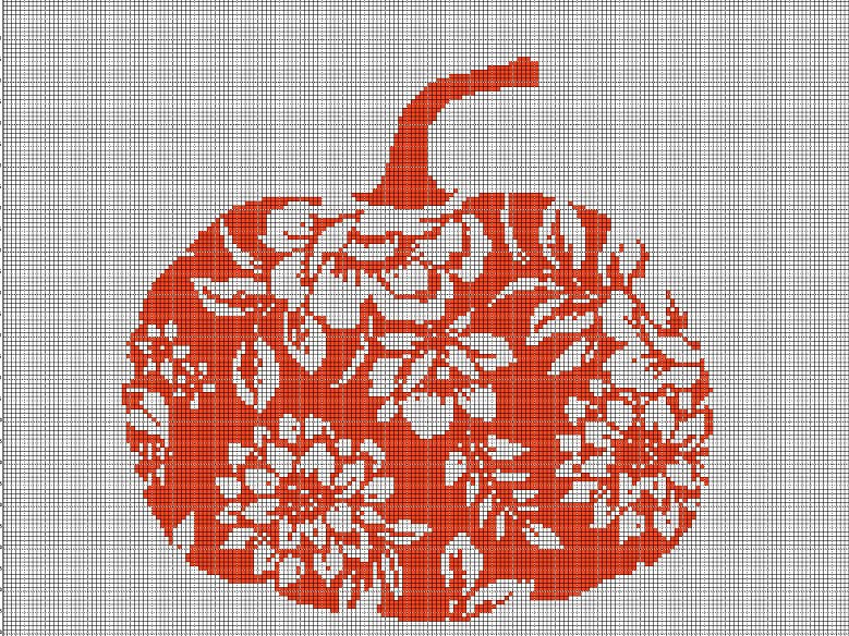 Art pumpkin silhouette cross stitch pattern in pdf
