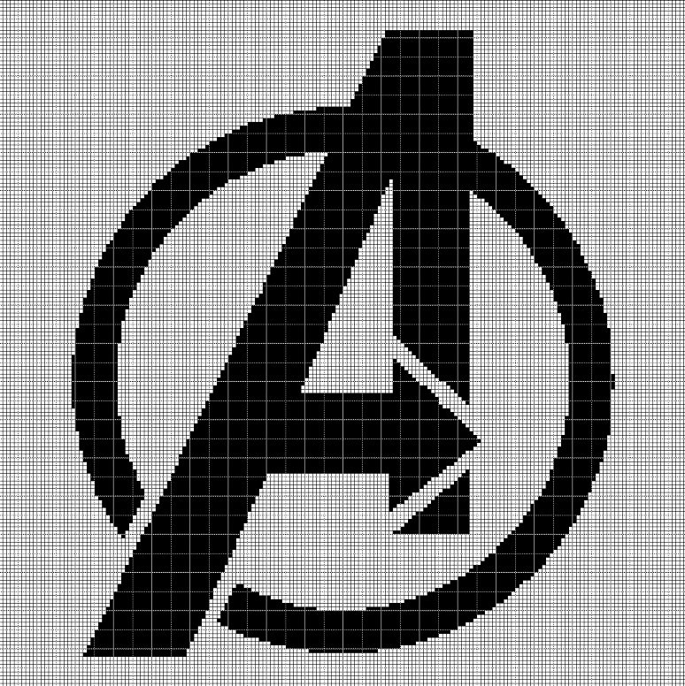 Avangers symbol silhouette cross stitch pattern in pdf