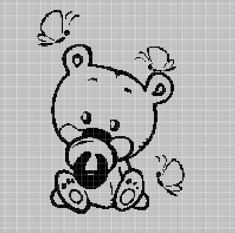 Baby bear silhouette cross stitch pattern in pdf