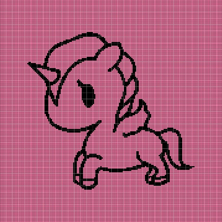 Baby unicorn silhouette cross stitch pattern in pdf