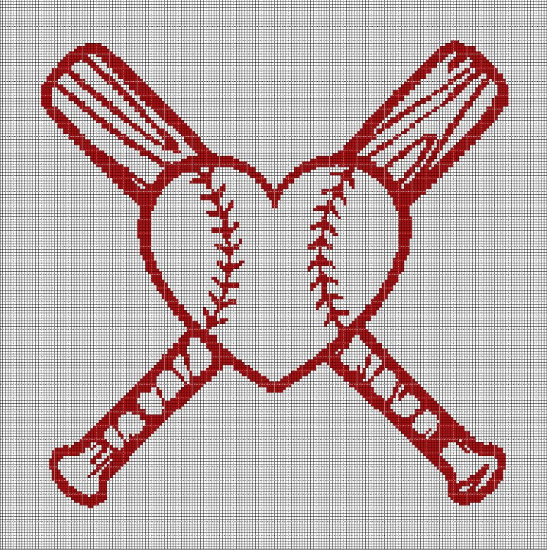 Baseball love cross stitch pattern in pdf
