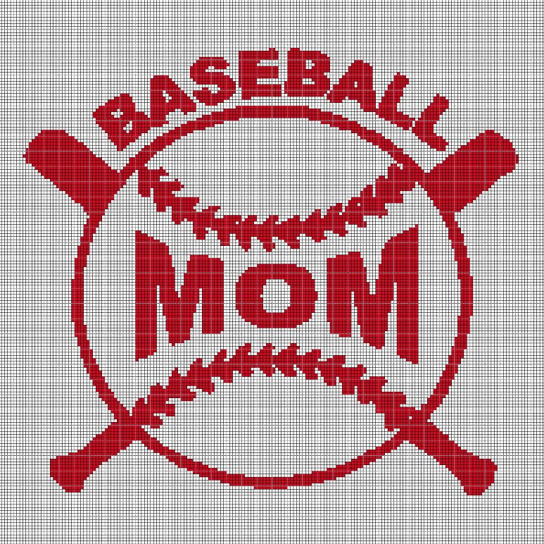 Baseball mom cross stitch pattern in pdf
