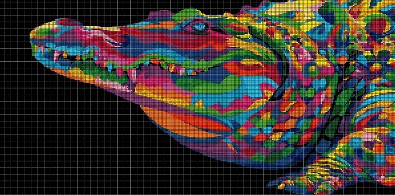 Crocodile DMC cross stitch pattern in pdf DMC