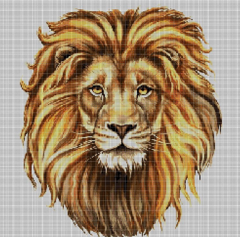 Lion head DMC cross stitch pattern in pdf DMC