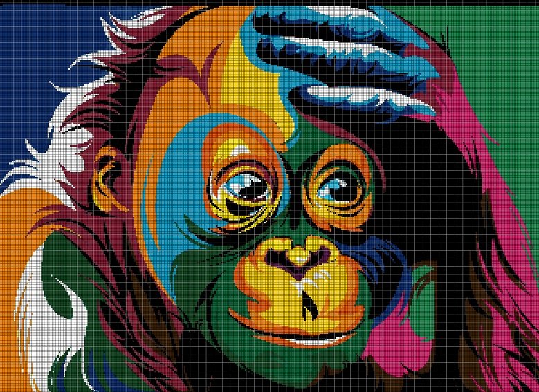 Little orangutan DMC cross stitch pattern in pdf DMC