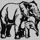 Elephant mom and baby silhouette cross stitch pattern in pdf