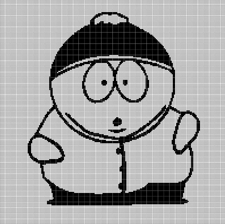 Eric Cartman silhouette cross stitch pattern in pdf
