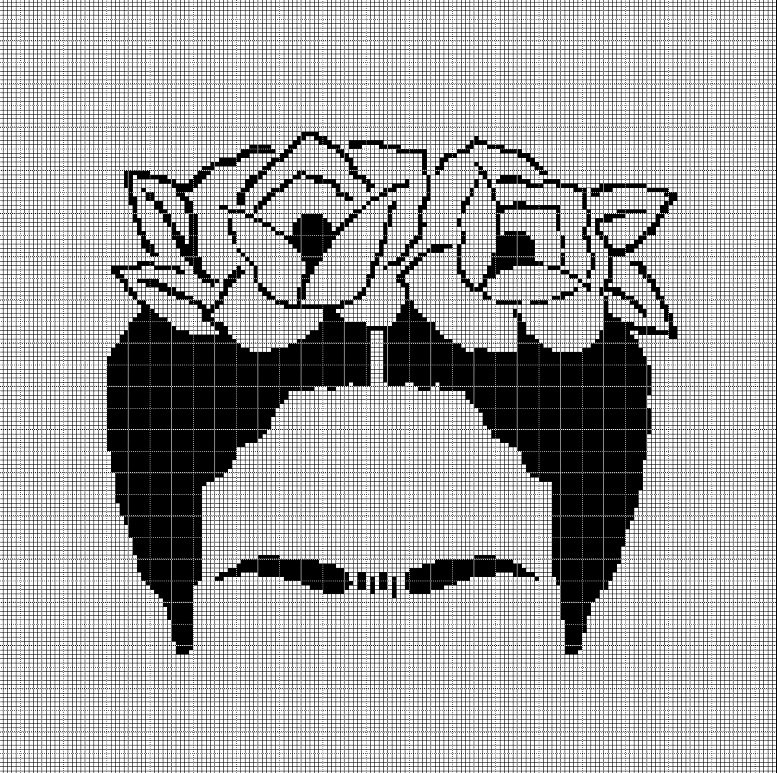 Frida Kahlo symbol silhouette cross stitch pattern in pdf