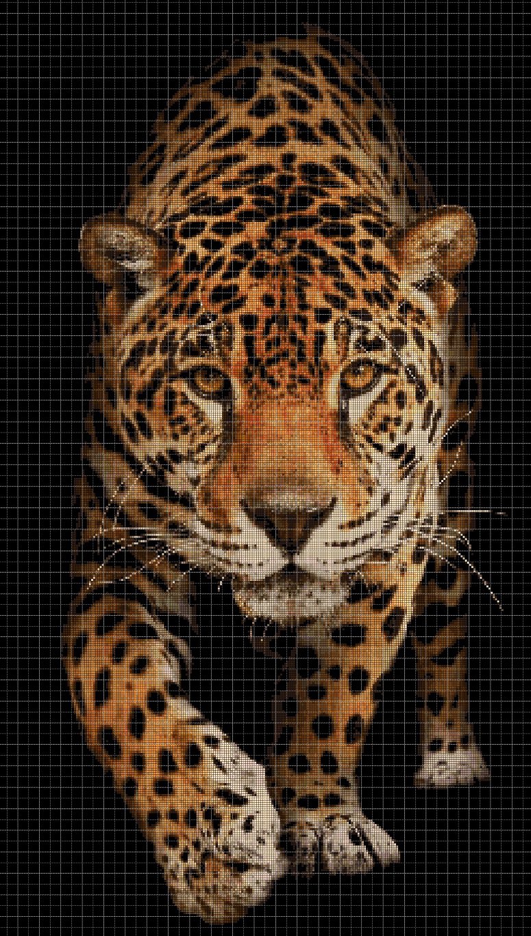 Jaguar predator DMC cross stitch pattern in pdf DMC