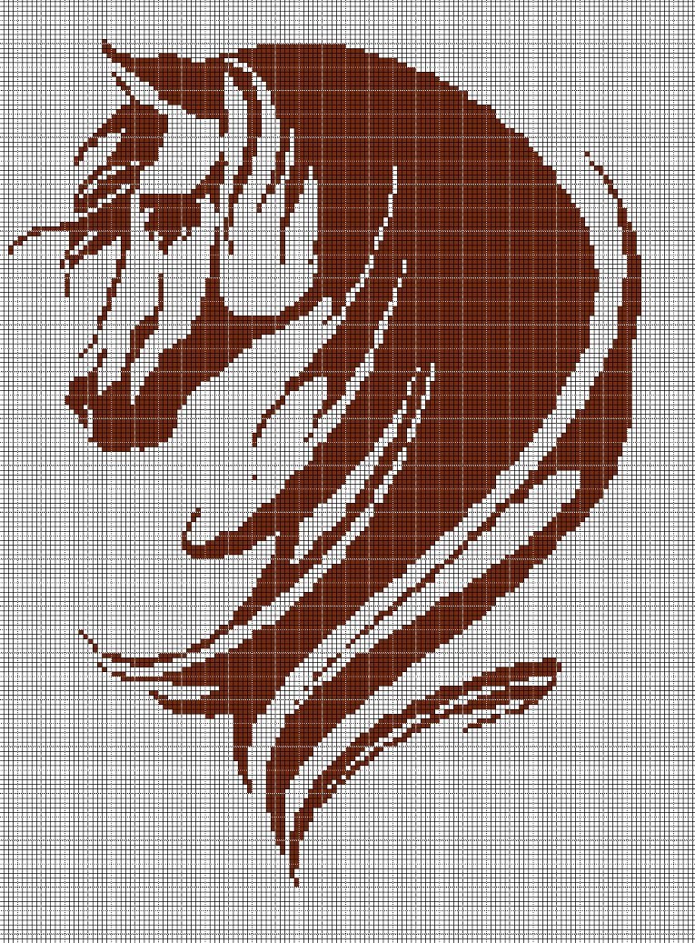 Horse head 2 silhouette cross stitch pattern in pdf
