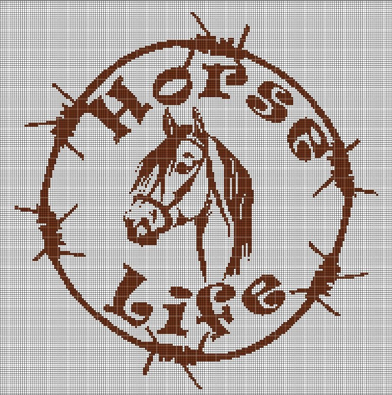 Horse life silhouette cross stitch pattern in pdf